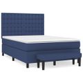 vidaXL Posteľný rám boxspring s matracom modrý 140x200 cm látka