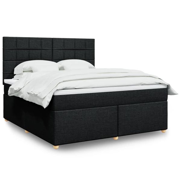 vidaXL Posteľný rám boxspring s matracom čierny 180x200 cm látka