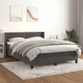 vidaXL Posteľný rám boxspring s matracom tmavosivý 140x190 cm zamat
