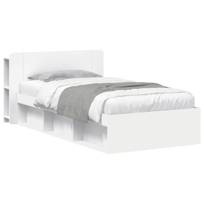 vidaXL Rám postele so skladom Biela 80 x 200 cm Kompozitné drevo