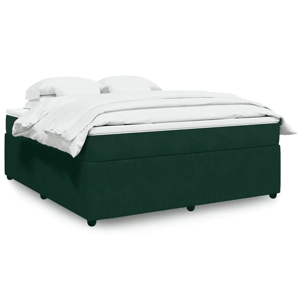 vidaXL Posteľný rám boxsping s matracom tmavozelený 180x200 cm zamat