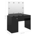 vidaXL Toaletný stolík s LED svetlami 110x55x145 cm MDF lesklý čierny