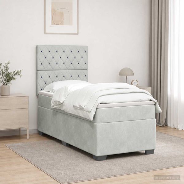 vidaXL Posteľ boxspring s matracom Svetlosivá 80 x 200 cm Zamat