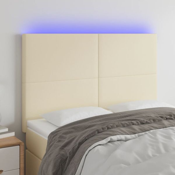 vidaXL Čelo postele krémové 144x5x118/128 cm umelá koža
