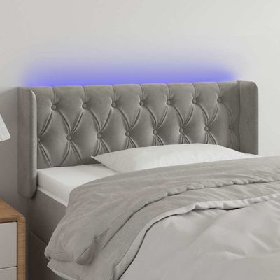 vidaXL Čelo postele s LED bledosivé 103x16x78/88 cm zamat