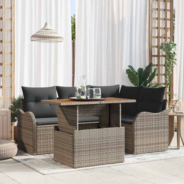 vidaXL Súprava záhradných pohoviek s úložiskom 5 pcs Sivá Poly ratan