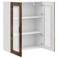 vidaXL Nástenný sklenený kabinet PORTO Dymová dub 80 x 31 x 100 cm