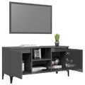 vidaXL TV stolík kovové nohy lesklý sivý 103,5x35x50 cm