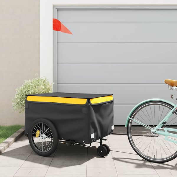vidaXL Vozík za bicykel, čierno žltý 45 kg, železo