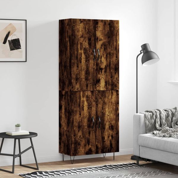 vidaXL Vysoká skrinka dymový dub 69,5x34x180 cm spracované drevo