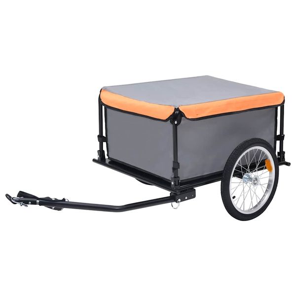 vidaXL Príves na bicykel, sivo oranžový 65 kg