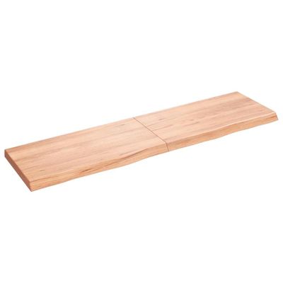 vidaXL Nástenná polica bledohnedá 120x30x(2-4) cm ošetrený masívny dub