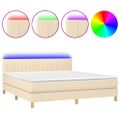 vidaXL Posteľ boxsping s matracom a LED krémová 160x200 cm látka