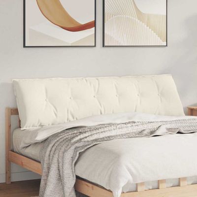 vidaXL Poduška na chrbát Krémová 180 x 50 cm Kordúrová tkanina