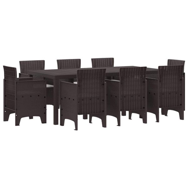 vidaXL Záhradný jedálenský set 9 pcs Hnedá Polypropylén