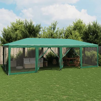 vidaXL Párty stan s 12 sieťkovanými bočnými stenami zelený 8x4 m HDPE