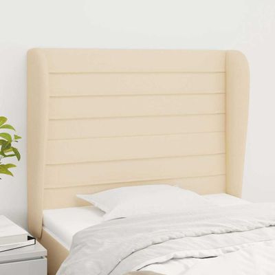vidaXL Čelo postele so záhybmi krémové 103x23x118/128 cm látka