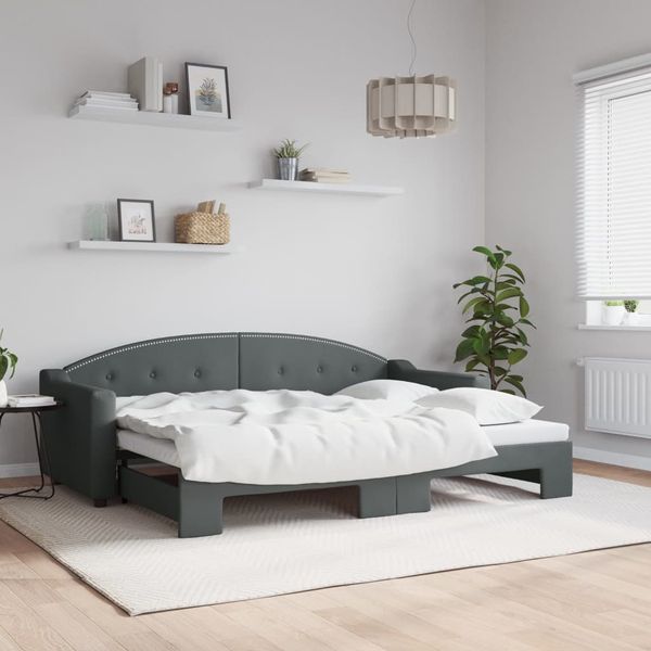 vidaXL Denná posteľ s rozkladacou posteľou tmavosivá 80x200 cm látka