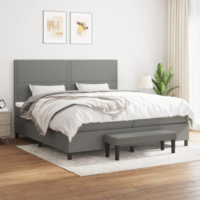 vidaXL Boxspring posteľ s matracom tmavosivá 200x200 cm látka