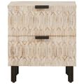 vidaXL Nočný stolík Biela 40 x 33 x 46 cm Masívne mango drevo