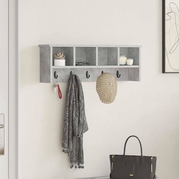 vidaXL Vešiak na stenu Betónová šedá 75 x 16 x 26 cm Kompozitné drevo
