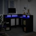 vidaXL Stôl s LED svetlami čierny 130x130x91 cm kompozitné drevo