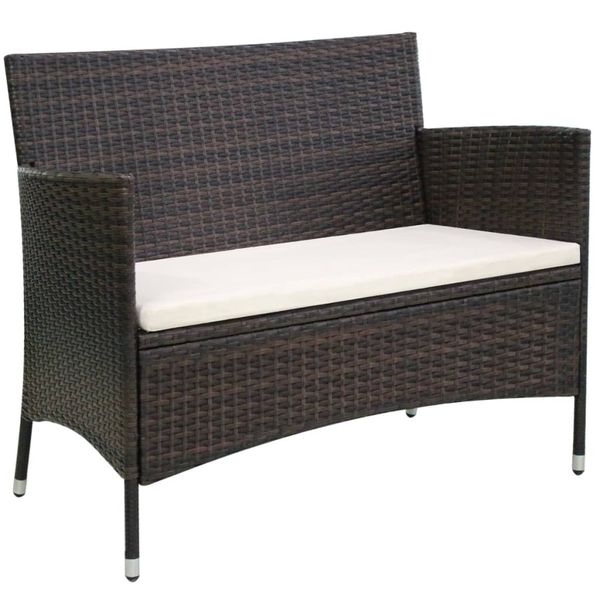 vidaXL Záhradná lavička 106 cm, polyratan, hnedá