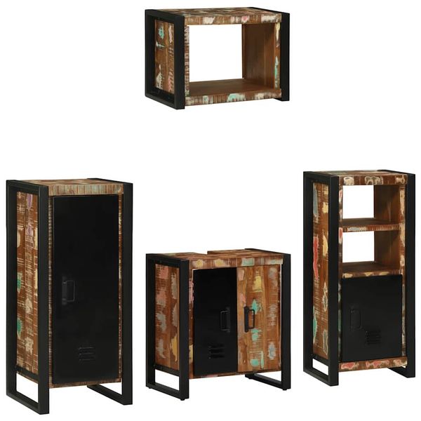 vidaXL Sada kúpeľňového nábytku Nástenný 4 pcs Masívne obnovené drevo