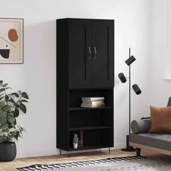 vidaXL Vysoká skrinka čierna 69,5x34x180 cm spracované drevo