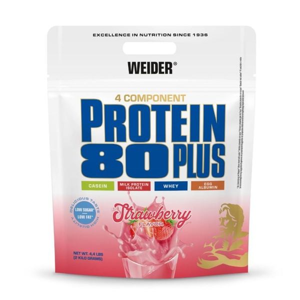Proteín 80 Plus - Weider, jahoda, 2000 g
