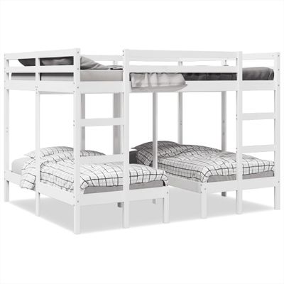 vidaXL Trojitá poschodová posteľ, biela 160x200/80x160 cm, borovica