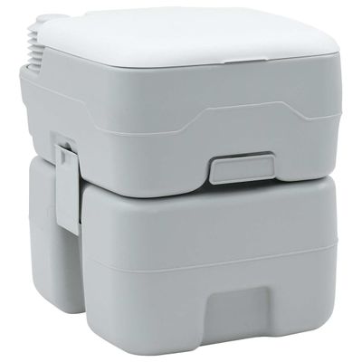vidaXL Kempingové WC Šedý a biely 41,5 x 36,5 x 42 cm Polyetylén