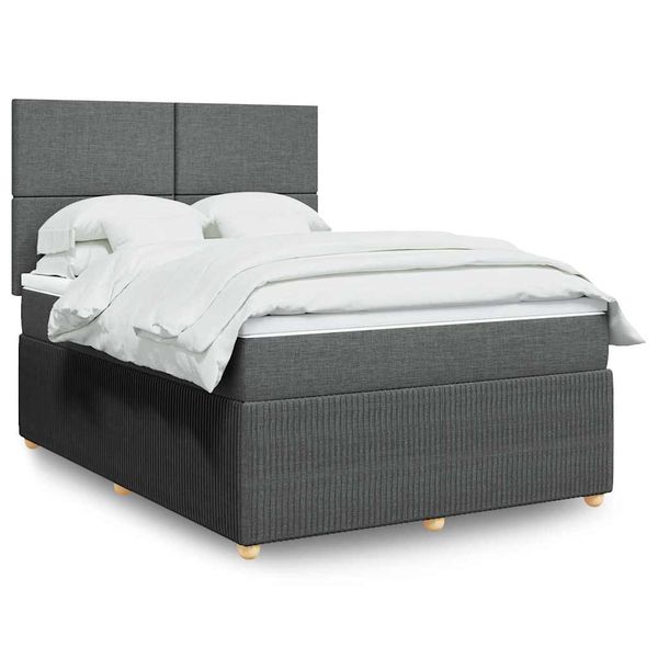 vidaXL Boxspring posteľ s matracom tmavosivá 140x200 cm látka