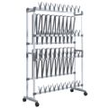 vidaXL Stojan na topánky s kolieskami strieborný 89x27x120 cm