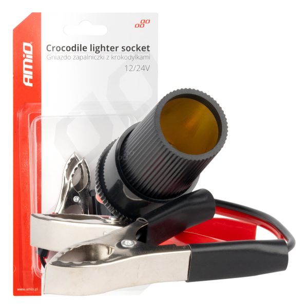 Adaptér pre zásuvku zapaľovača s krokosvorkami 12V 24V 15cm AMiO-03803