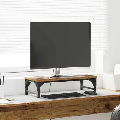 vidaXL Stojan na monitor Staré drevo 55 x 23 x 14 cm Kompozitné drevo