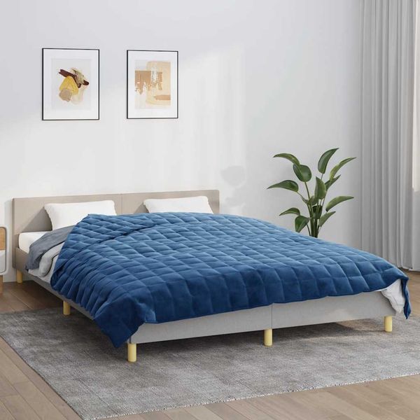 vidaXL Záťažová prikrývka modrá 200x225 cm 13 kg látka