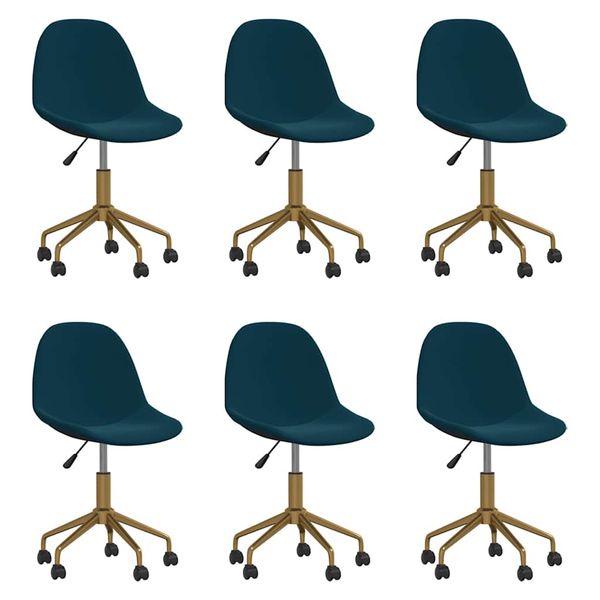 3086109 vidaXL Swivel Dining Chairs 6 pcs Blue Velvet(3x333499)