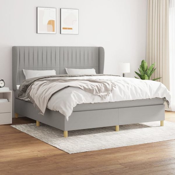 vidaXL Boxspring posteľ s matracom bledosivá 180x200 cm látka