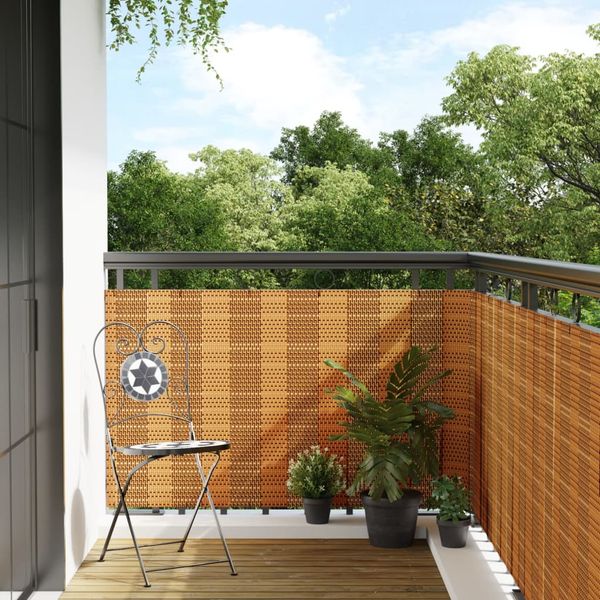 vidaXL Balkónová zástena bledohnedá 600x80 cm polyratan