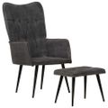 vidaXL Kreslo wingback s podnožkou čierne vintage plátno