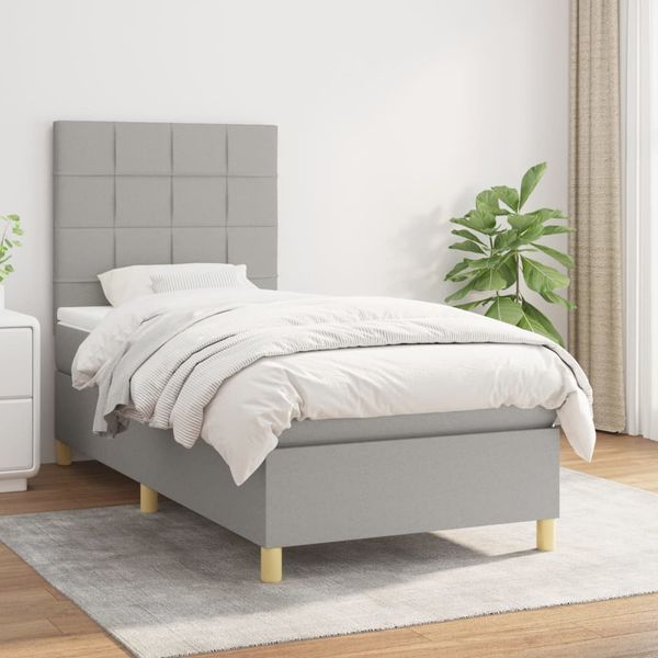 vidaXL Boxspring posteľ s matracom bledosivý 100x200 cm látka