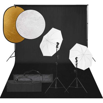 vidaXL Fotografické vybavenie s osvetlením, pozadím a reflektorom