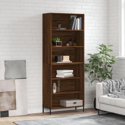 vidaXL Vysoká skrinka hnedý dub 69,5x32,5x180 cm kompozitné drevo