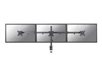 Montážna sada - plný pohyb - pre 3 LCD displeje - oceľ - čierna - veľkosť obrazovky: 10"-27" - upevnenie svorkou, priechodka, upevniteľné na stôl