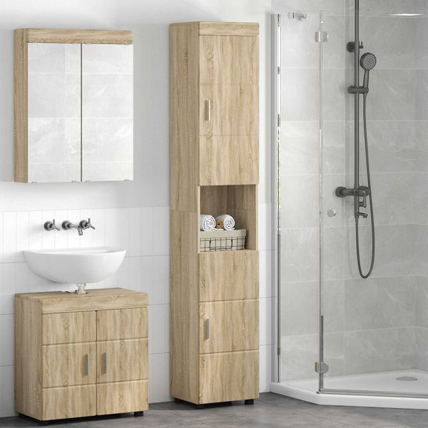 vidaXL Set kabinetov do kúpeľne TULUM Sonoma dub 37 x 31,5 x 203 cm