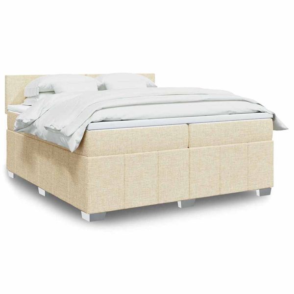 vidaXL Boxspring posteľ s matracom krémová 200x200 cm látka