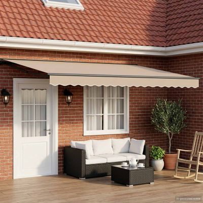 vidaXL Ručný rám markízy s LED Bežová a Antracit 4,5 × 3,5 m