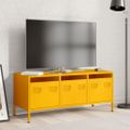 vidaXL TV skrinka horčicovožltá 101,5x39x43,5 cm oceľ