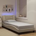vidaXL Rám postele s LED bez matraca Hvar krémový 90x200 cm látka